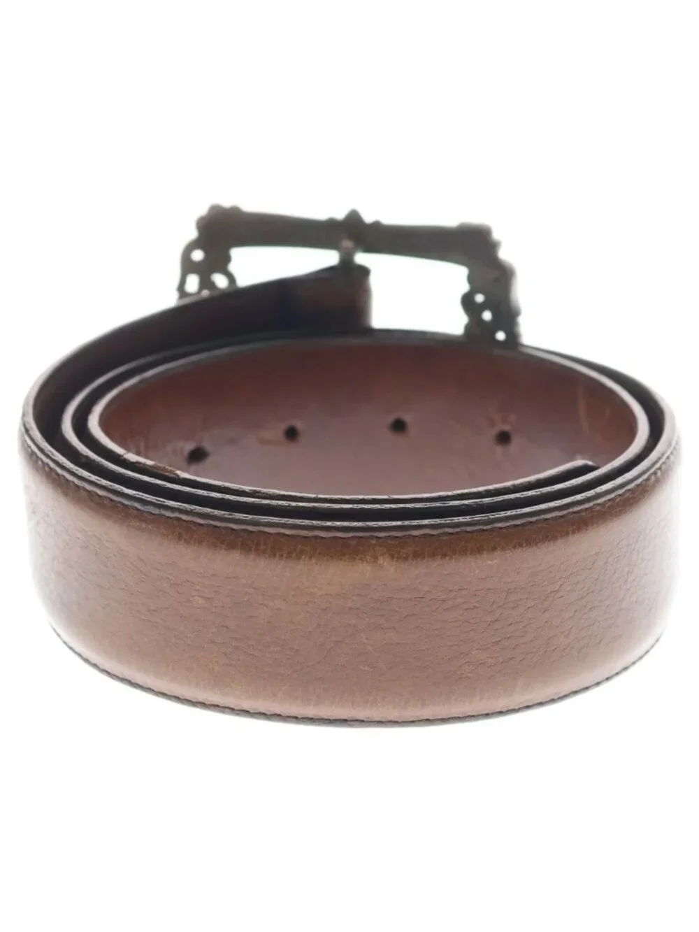 Chrome Hearts Blt Filigree Otj Leather Belt Brown Silver